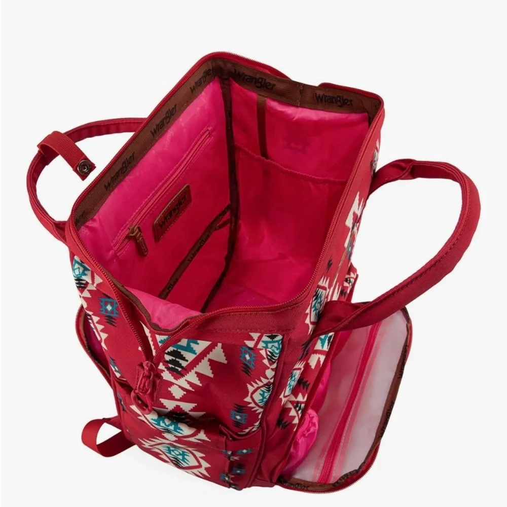Wrangler Red and Blue Geometric Women's Backpack - Picture 5 of 12